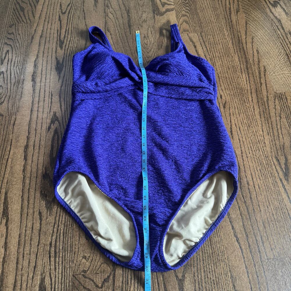 Catalina Women Solid Violet Blue Purple Textured One Piece Swim Suit Size 20W - Picture 6 of 7